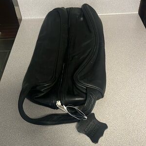 Leather dual compartment shoe bag. 14’’ long